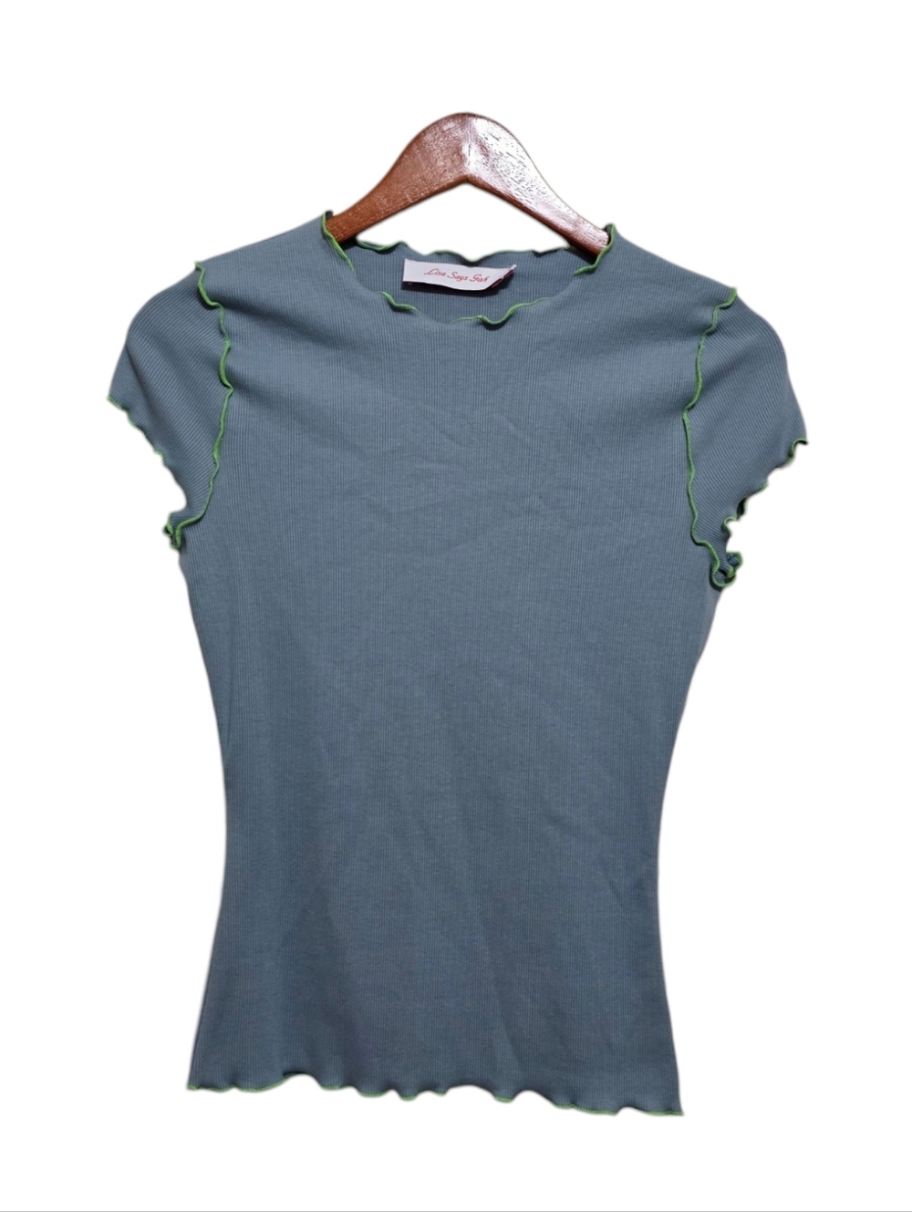Lisa Says Gah Ellen Tee in Blue/Green Size Small NWT